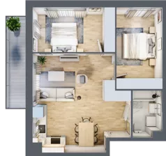 3 pokoje, mieszkanie 55,76 m², piętro 4, oferta nr mieszkanie 158, Mikusińskiego 25, Katowice, Wełnowiec-Józefowiec, Wełnowiec, ul. Jana Mikusińskiego 25