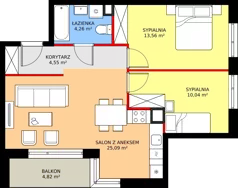 3 pokoje, mieszkanie 57,60 m², piętro 3, oferta nr 53, Mikusińskiego 25, Katowice, Wełnowiec-Józefowiec, Wełnowiec, ul. Jana Mikusińskiego 25