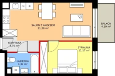 2 pokoje, mieszkanie 40,45 m², piętro 2, oferta nr 132, Mikusińskiego 25, Katowice, Wełnowiec-Józefowiec, Wełnowiec, ul. Jana Mikusińskiego 25