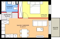 2 pokoje, mieszkanie 41,12 m², piętro 3, oferta nr 98, Mikusińskiego 25, Katowice, Wełnowiec-Józefowiec, Wełnowiec, ul. Jana Mikusińskiego 25