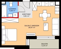 1 pokój, mieszkanie 36,86 m², piętro 3, oferta nr 51, Mikusińskiego 25, Katowice, Wełnowiec-Józefowiec, Wełnowiec, ul. Jana Mikusińskiego 25