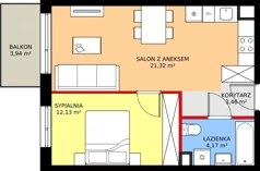 2 pokoje, mieszkanie 41,08 m², piętro 2, oferta nr 28, Mikusińskiego 25, Katowice, Wełnowiec-Józefowiec, Wełnowiec, ul. Jana Mikusińskiego 25