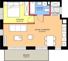 2 pokoje, mieszkanie 43,97 m², piętro 1, oferta nr 18, Mikusińskiego 25, Katowice, Wełnowiec-Józefowiec, Wełnowiec, ul. Jana Mikusińskiego 25