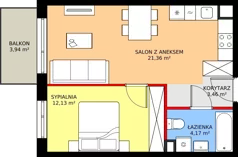 2 pokoje, mieszkanie 41,12 m², piętro 2, oferta nr 30, Mikusińskiego 25, Katowice, Wełnowiec-Józefowiec, Wełnowiec, ul. Jana Mikusińskiego 25