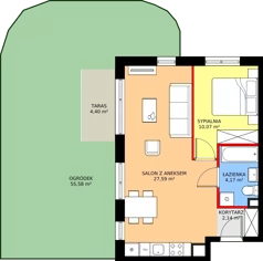 2 pokoje, mieszkanie 43,97 m², parter, oferta nr 8, Mikusińskiego 25, Katowice, Wełnowiec-Józefowiec, Wełnowiec, ul. Jana Mikusińskiego 25