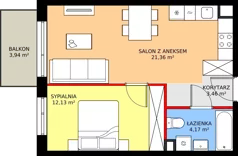 2 pokoje, mieszkanie 41,12 m², piętro 2, oferta nr 29, Mikusińskiego 25, Katowice, Wełnowiec-Józefowiec, Wełnowiec, ul. Jana Mikusińskiego 25
