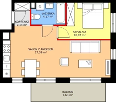 2 pokoje, mieszkanie 43,97 m², piętro 4, oferta nr 61, Mikusińskiego 25, Katowice, Wełnowiec-Józefowiec, Wełnowiec, ul. Jana Mikusińskiego 25