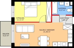 2 pokoje, mieszkanie 41,12 m², piętro 4, oferta nr 103, Mikusińskiego 25, Katowice, Wełnowiec-Józefowiec, Wełnowiec, ul. Jana Mikusińskiego 25