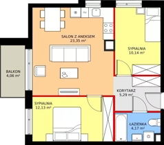 3 pokoje, mieszkanie 55,08 m², piętro 2, oferta nr 85, Mikusińskiego 25, Katowice, Wełnowiec-Józefowiec, Wełnowiec, ul. Jana Mikusińskiego 25
