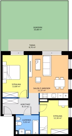 3 pokoje, mieszkanie 61,22 m², parter, oferta nr B12-M03, Krzemienna, Katowice, Osiedle Paderewskiego-Muchowiec, Muchowiec, ul. Krzemienna