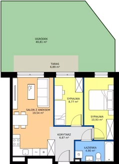3 pokoje, mieszkanie 51,01 m², parter, oferta nr B12-M08, Krzemienna, Katowice, Osiedle Paderewskiego-Muchowiec, Muchowiec, ul. Krzemienna