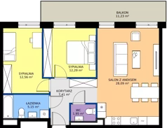 3 pokoje, mieszkanie 67,45 m², piętro 1, oferta nr B12-M15, Krzemienna, Katowice, Osiedle Paderewskiego-Muchowiec, Muchowiec, ul. Krzemienna