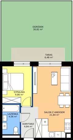 2 pokoje, mieszkanie 41,10 m², parter, oferta nr B12-M01, Krzemienna, Katowice, Osiedle Paderewskiego-Muchowiec, Muchowiec, ul. Krzemienna