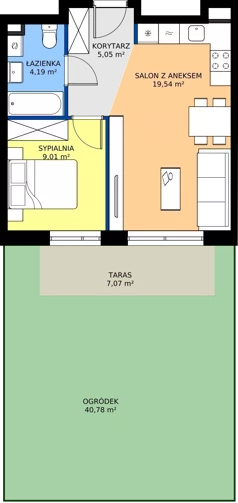 2 pokoje, mieszkanie 37,79 m², parter, oferta nr B12-M05, Krzemienna, Katowice, Osiedle Paderewskiego-Muchowiec, Muchowiec, ul. Krzemienna