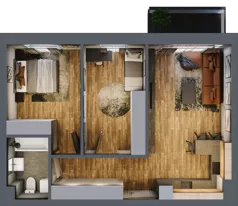 3 pokoje, mieszkanie 62,41 m², piętro 2, oferta nr 21, Złote Kaskady III, Białystok, Horodniany 14