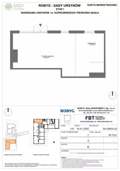 Lokal użytkowy 65,72 m², oferta nr SU1/B/0/LU2, Sady Ursynów - lokale usługowe, Warszawa, Ursynów, Wyczółki, ul. Koprowskiego / Pieskowa Skała