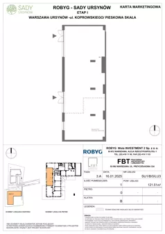 Lokal użytkowy 121,51 m², oferta nr SU1/B/0/LU3, Sady Ursynów - lokale usługowe, Warszawa, Ursynów, Wyczółki, ul. Koprowskiego / Pieskowa Skała