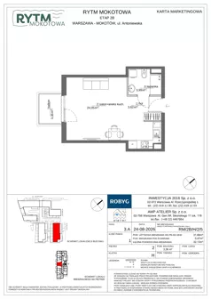 1 pokój, mieszkanie 31,66 m², piętro 2, oferta nr RM/2B/H/2/5, Rytm Mokotowa 2B, Warszawa, Mokotów, Augustówka, ul. Antoniewska/Kaloryczna