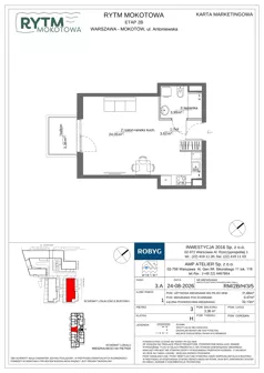 1 pokój, mieszkanie 31,66 m², piętro 3, oferta nr RM/2B/H/3/5, Rytm Mokotowa 2B, Warszawa, Mokotów, Augustówka, ul. Antoniewska/Kaloryczna