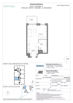 1 pokój, mieszkanie 29,74 m², piętro 3, oferta nr KR6/A/3/6, Apartamenty Krakowska 6, Wrocław, Przedmieście Oławskie, Krzyki, ul. Krakowska