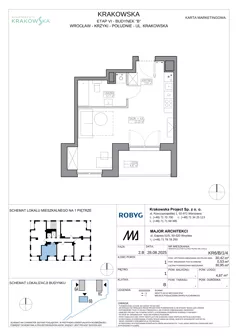 1 pokój, mieszkanie 30,42 m², piętro 1, oferta nr KR6/B/1/4, Apartamenty Krakowska 6, Wrocław, Przedmieście Oławskie, Krzyki, ul. Krakowska