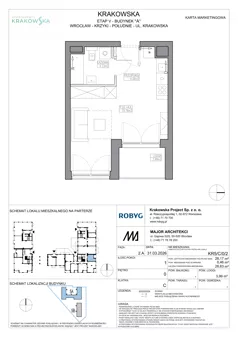 1 pokój, mieszkanie 28,17 m², parter, oferta nr KR5/C/0/2, Apartamenty Krakowska 5, Wrocław, Przedmieście Oławskie, Krzyki, ul. Krakowska