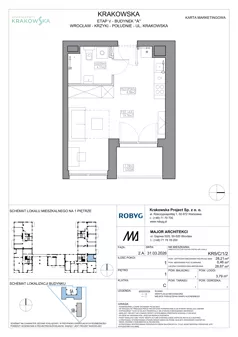 1 pokój, mieszkanie 28,21 m², piętro 1, oferta nr KR5/C/1/2, Apartamenty Krakowska 5, Wrocław, Przedmieście Oławskie, Krzyki, ul. Krakowska