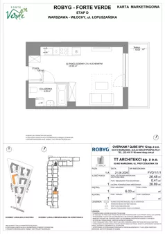 1 pokój, mieszkanie 26,48 m², piętro 1, oferta nr FVD/1/1/1, Forte Verde, Warszawa, Włochy, Raków, ul. Łopuszańska