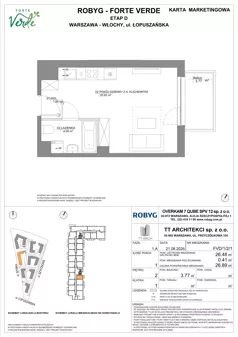 1 pokój, mieszkanie 26,48 m², piętro 2, oferta nr FVD/1/2/1, Forte Verde, Warszawa, Włochy, Raków, ul. Łopuszańska