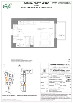 1 pokój, mieszkanie 26,48 m², piętro 3, oferta nr FVD/1/3/1, Forte Verde, Warszawa, Włochy, Raków, ul. Łopuszańska
