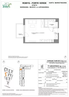 1 pokój, mieszkanie 30,31 m², piętro 1, oferta nr FVD/2/1/6, Forte Verde, Warszawa, Włochy, Raków, ul. Łopuszańska