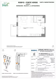 1 pokój, mieszkanie 33,04 m², piętro 1, oferta nr FVD/1/1/9, Forte Verde, Warszawa, Włochy, Raków, ul. Łopuszańska