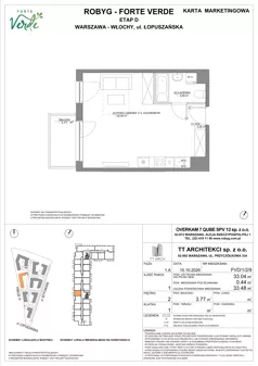 1 pokój, mieszkanie 33,04 m², piętro 2, oferta nr FVD/1/2/9, Forte Verde, Warszawa, Włochy, Raków, ul. Łopuszańska