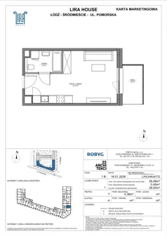 1 pokój, mieszkanie 26,48 m², piętro 7, oferta nr LH/LHA/A/7/2, Lira House, Łódź, Śródmieście, ul. Pomorska