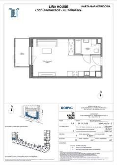 1 pokój, mieszkanie 28,22 m², piętro 1, oferta nr LH/LHA/D/1/2, Lira House, Łódź, Śródmieście, ul. Pomorska