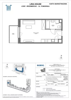 1 pokój, mieszkanie 28,22 m², piętro 1, oferta nr LH/LHA/D/1/3, Lira House, Łódź, Śródmieście, ul. Pomorska