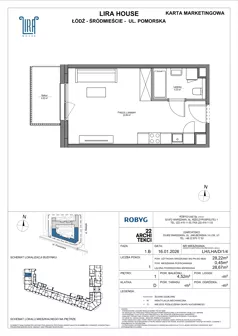 1 pokój, mieszkanie 28,22 m², piętro 1, oferta nr LH/LHA/D/1/4, Lira House, Łódź, Śródmieście, ul. Pomorska
