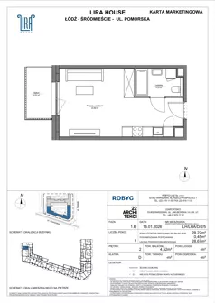1 pokój, mieszkanie 28,22 m², piętro 2, oferta nr LH/LHA/D/2/5, Lira House, Łódź, Śródmieście, ul. Pomorska