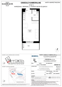 1 pokój, mieszkanie 28,24 m², piętro 1, oferta nr OK5/E/1/4, Osiedle Kameralne 3/5, Warszawa, Bemowo, Jelonki Południowe, ul. Powstańców Śląskich / Połczyńska