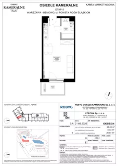 1 pokój, mieszkanie 28,24 m², piętro 3, oferta nr OK5/E/3/4, Osiedle Kameralne 3/5, Warszawa, Bemowo, Jelonki Południowe, ul. Powstańców Śląskich / Połczyńska
