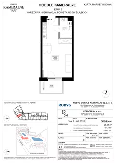 1 pokój, mieszkanie 28,24 m², piętro 4, oferta nr OK5/E/4/4, Osiedle Kameralne 3/5, Warszawa, Bemowo, Jelonki Południowe, ul. Powstańców Śląskich / Połczyńska