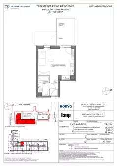 1 pokój, mieszkanie 28,10 m², parter, oferta nr TR/C/0/1, Trzemeska Prime Residence, Wrocław, Stare Miasto, ul. Trzemeska