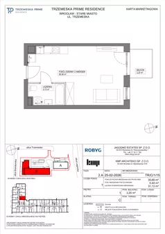 1 pokój, mieszkanie 30,69 m², piętro 1, oferta nr TR/C/1/15, Trzemeska Prime Residence, Wrocław, Stare Miasto, ul. Trzemeska
