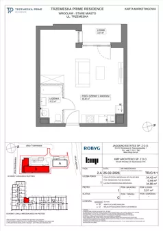 1 pokój, mieszkanie 34,42 m², piętro 1, oferta nr TR/C/1/1, Trzemeska Prime Residence, Wrocław, Stare Miasto, ul. Trzemeska