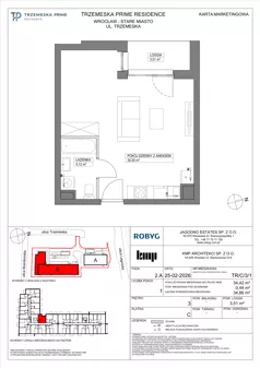 1 pokój, mieszkanie 34,42 m², piętro 3, oferta nr TR/C/3/1, Trzemeska Prime Residence, Wrocław, Stare Miasto, ul. Trzemeska