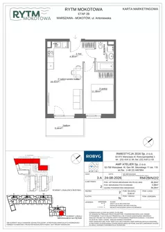 2 pokoje, mieszkanie 38,30 m², piętro 2, oferta nr RM/2B/N/2/2, Rytm Mokotowa 2B, Warszawa, Mokotów, Augustówka, ul. Antoniewska/Kaloryczna