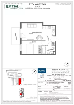 2 pokoje, mieszkanie 39,05 m², piętro 2, oferta nr RM/2B/H/2/4, Rytm Mokotowa 2B, Warszawa, Mokotów, Augustówka, ul. Antoniewska/Kaloryczna