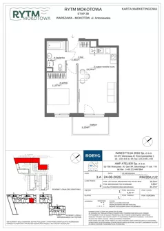 2 pokoje, mieszkanie 39,52 m², piętro 1, oferta nr RM/2B/L/1/2, Rytm Mokotowa 2B, Warszawa, Mokotów, Augustówka, ul. Antoniewska/Kaloryczna