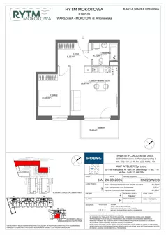2 pokoje, mieszkanie 41,02 m², piętro 2, oferta nr RM/2B/N/2/3, Rytm Mokotowa 2B, Warszawa, Mokotów, Augustówka, ul. Antoniewska/Kaloryczna