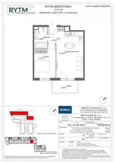 2 pokoje, mieszkanie 39,53 m², piętro 4, oferta nr RM/2B/M/4/2, Rytm Mokotowa 2B, Warszawa, Mokotów, Augustówka, ul. Antoniewska/Kaloryczna